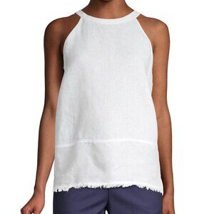 Pure Navy White Linen Halter Top - Size L